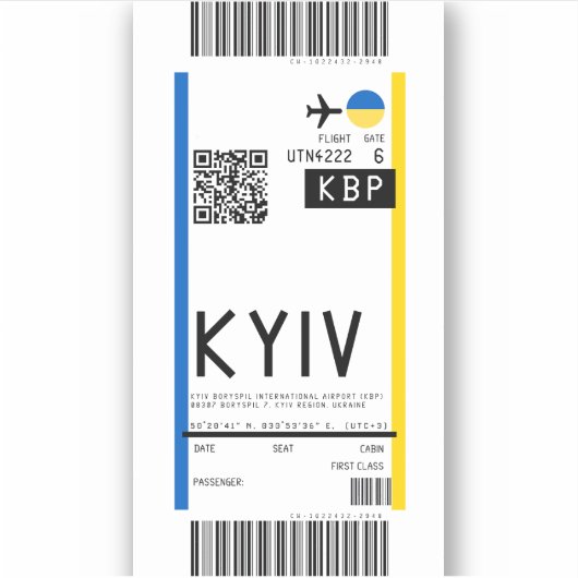 Instapkaart naar Kiev (KBP) Sticker (Voorkant)