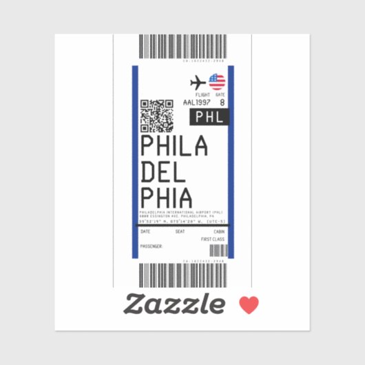 Instapkaart naar Philadelphia (PHL) Sticker (Vel)