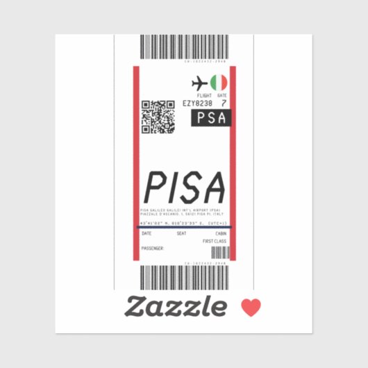 Instapkaart naar Pisa (PSA) Sticker (Vel)