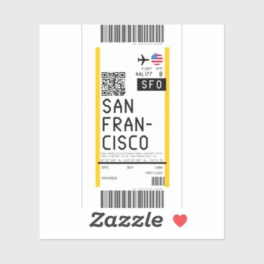 Instapkaart naar San Francisco (SFO) Sticker (Vel)
