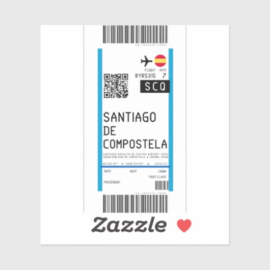 Instapkaart naar Santiago de Compostela (SCQ) Sticker (Vel)