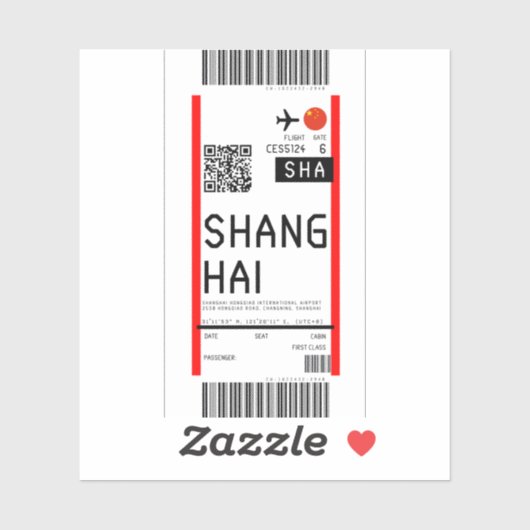 Instapkaart naar Shanghai (SHA) Sticker (Vel)