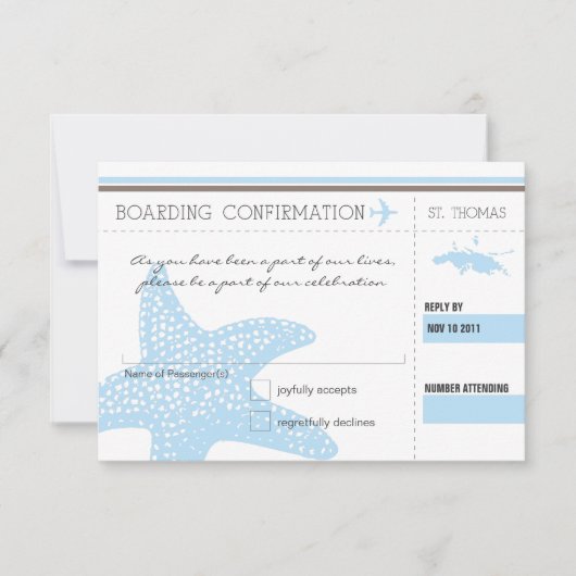 Instapkaart RSVP NAAR ST. THOMAS Kaartje (Voorkant)