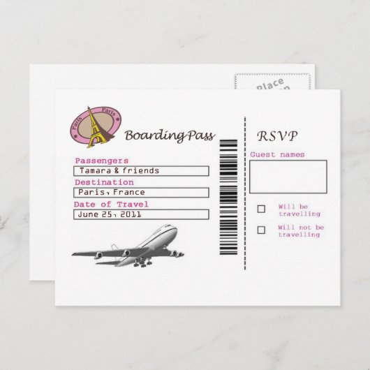 Instapkaart RSVP Uitnodiging Briefkaart (Voorkant / Achterkant)