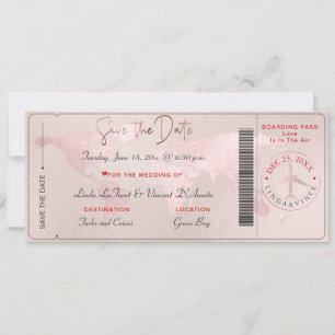 Instapkaart Save the Date, Blush Wereldkaart Kaart