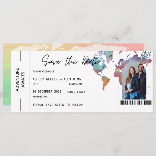 Instapkaart Save The Date Met Foto Kaart (Voorkant / Achterkant)