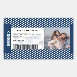 Instapkaart Save The Date Wereldkaart Ticket Rechthoekige Sticker