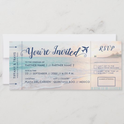Instapkaart Strandticket All-In-One RSVP en Kaart (Voorkant)