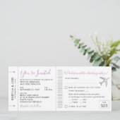 Instapkaart Ticket All-In-One Uitnodiging Lila (Staand voorkant)