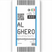 Instapkaart voor Alghero Sardinië (AHO) Sticker (Voorkant)