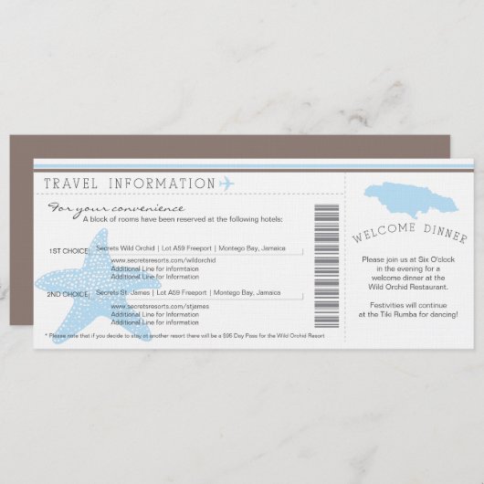 Instapkaart voor huwelijksreis naar Jamaica reisin Kaart (Voorkant / Achterkant)