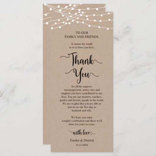 Instelling van de eetplek Dank u wel, Rustic Kraft Programma (Voorkant / Achterkant)