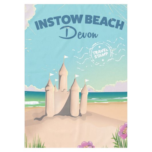 Instow Beach Devon vintage reisposter Tafelkleed (Voorkant)