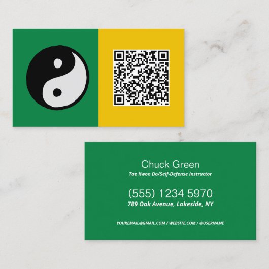 Instructeur d'autodéfense Carte de visite QR (Devant / Derrière)