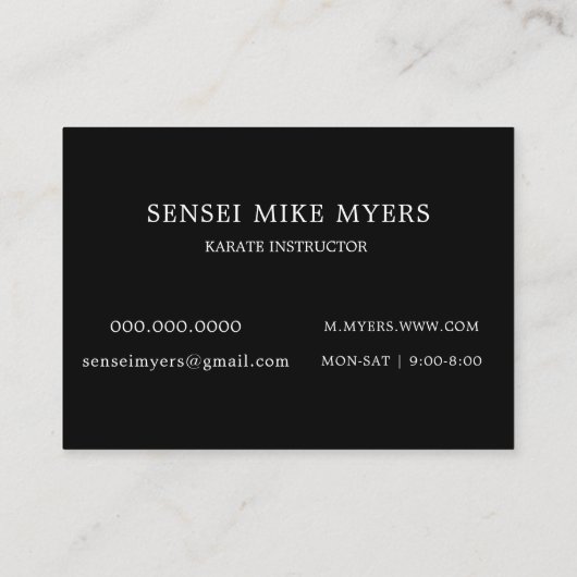 Instructeur de karaté Sensei Gi Carte de visite (Dos)