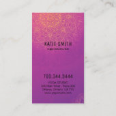 Instructeur de yoga et cartes de visite principaux (Dos)