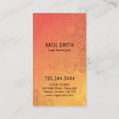 Instructeur de yoga et cartes de visite principaux (Dos)