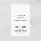 Instructeur de yoga et cartes de visite principaux (Dos)