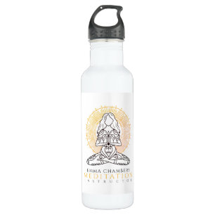 Instructeur voor Meditation Lotus Pose Gold Mandal Waterfles