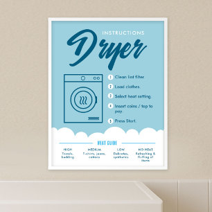 Instructiebord voor tumbler-droger wasstraat poste poster