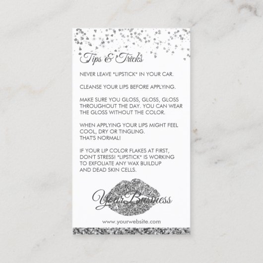 Instructies lippen Toepassing uiteinden tricks mak Visitekaartje (Achterkant)