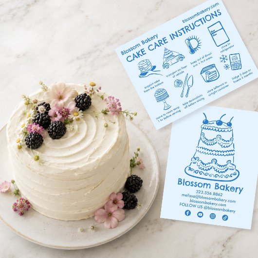Instructies voor cakeverzorgingskaart Bakkerij Bru Bedankkaart