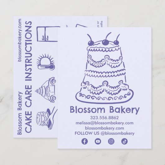 Instructies voor cakeverzorgingskaart Bakkerij Huw Bedankkaart (Voorkant / Achterkant)