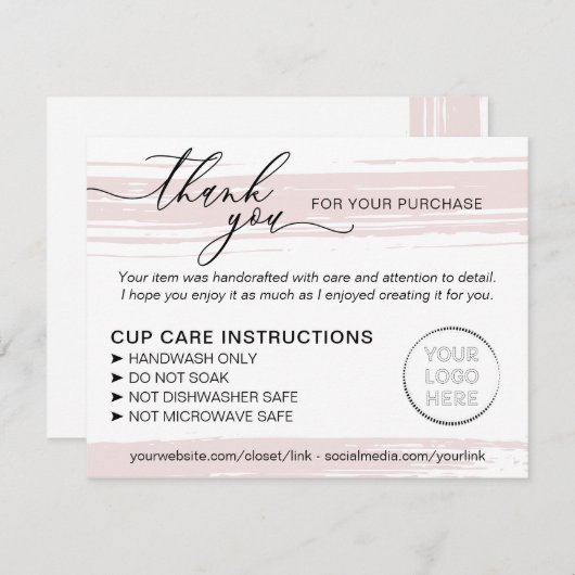 Instructies voor de Mok van het roze bekerbekerbek Bedankkaart (Voorkant / Achterkant)