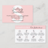 Instructies voor Jewelry Aftercare Visitekaartje (Voorkant / Achterkant)