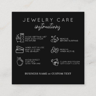 Instructies voor juwelen zwart Bedankt voor uw bed Informatiekaartje