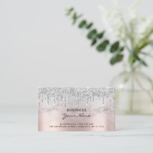 Instructies voor nabehandeling Roze Glitter druppe Visitekaartje (Staand voorkant)