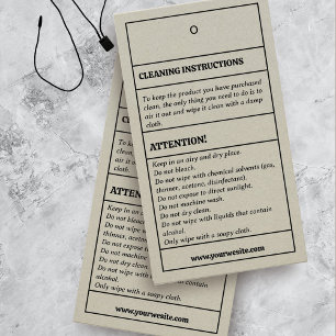 Instructies voor reinigen Product Let op Label Kaa Visitekaartje