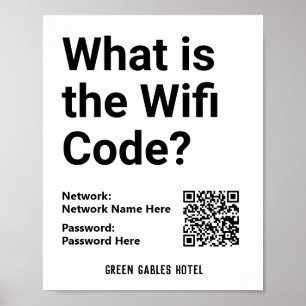 Instructies voor WiFi-code plus QR-code op een Poster
