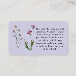 Instructies voor zaaizaad over standaardVisitekaar Visitekaartje