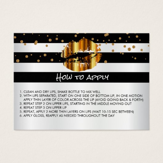 Instructions d'application de lèvres d'or (Devant)
