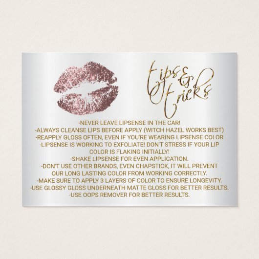 Instructions d'application des lèvres de Parties s (Dos)