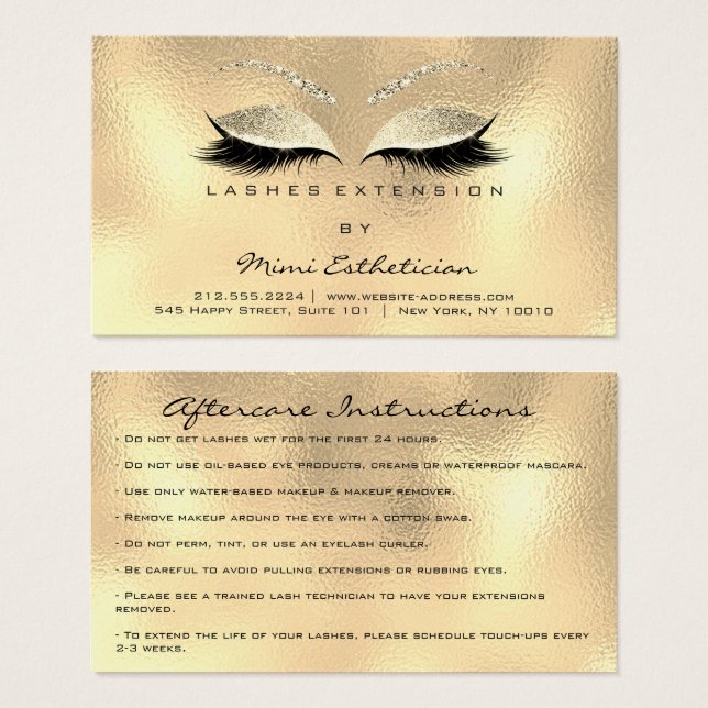 Instructions de soins postérieurs Lashes Champaign (Devant & derrière)