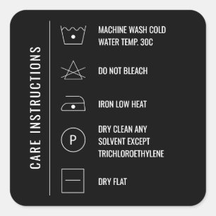 Instructions de soins Vêtements Stickers Carré de 
