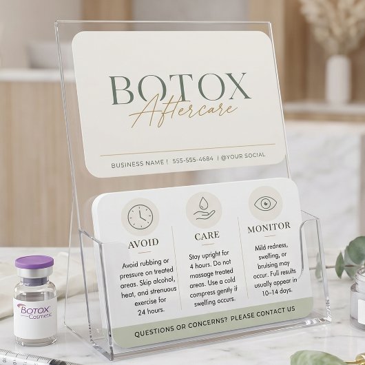 Instructions de suivi minimales Botox Vert Sauge