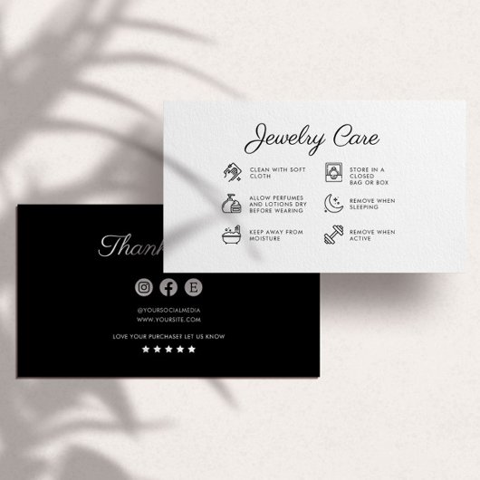 Instructions pour la bijouterie Carte de remerciem