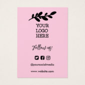 Instructions pour le lavage à la main rose Logo de (Dos)