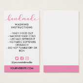 Instructions pour le lavage à la main rose médias  (Devant & derrière)