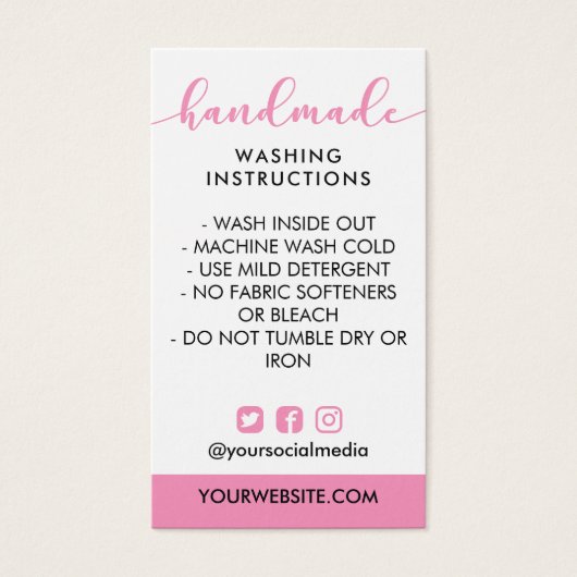 Instructions pour le lavage à la main rose médias  (Devant)