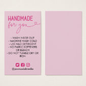 Instructions pour le lavage à la main rose médias  (Devant & derrière)