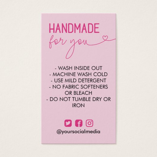 Instructions pour le lavage à la main rose médias  (Devant)