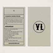 Instructions pour le nettoyage Carte d'étiquette H (Devant & derrière)