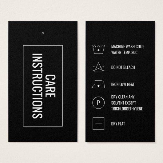 Instructions pour le nettoyage Carte d'étiquette H (Devant & derrière)