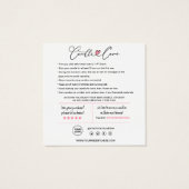 Instructions pour le service aux bougies et Carte  (Dos)