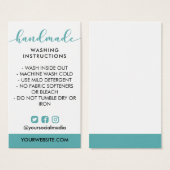 Instructions turquoises pour le lavage artisanal m (Devant & derrière)