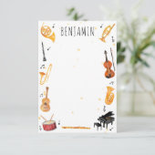 Instrument en Muziek Dank u Nota Briefpapier Bedankkaart (Staand voorkant)